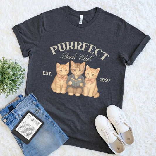 vintage cat reading book club t-shirt