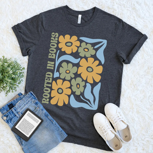 boho retro floral reading shirt for book lovers