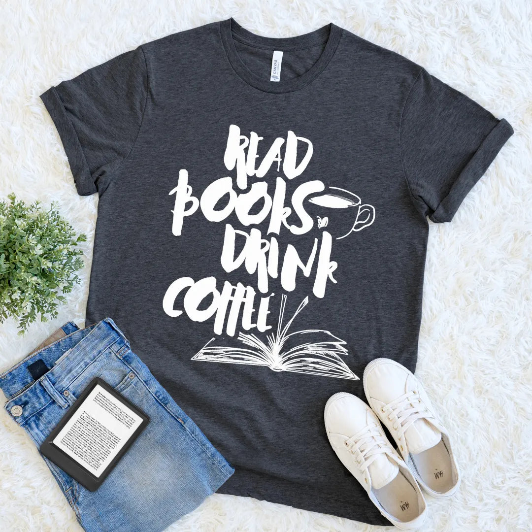 funny bookworm caffeine t-shirt