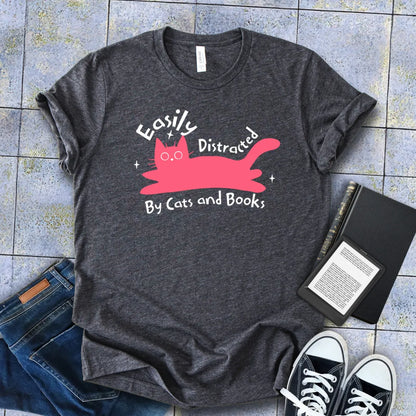 funny cat and book reading shirt