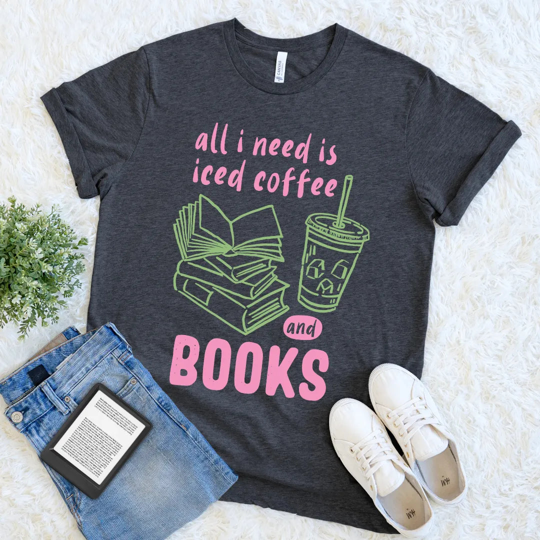 cute summer reading hand-drawn tee for caffeine-addicted introverts