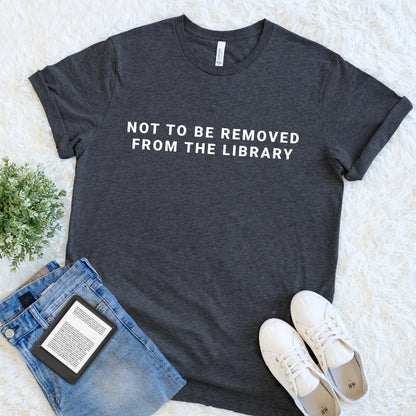 Reader aesthetic tee inspired by vintage library stamps in dark grey heather