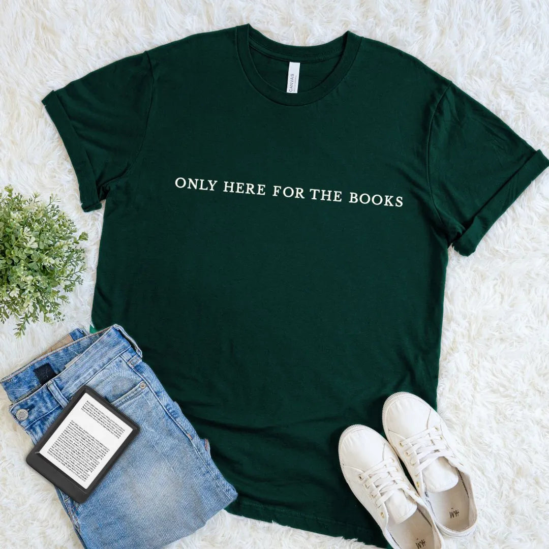 Library Shirt - Only Here for the Books Minimalist Book Lover T-Shirt - Bookstore Tee