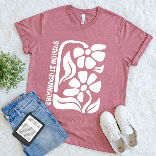 retro boho floral grounded in novels shirt
