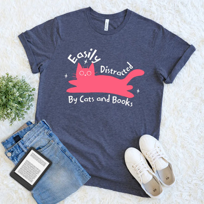 funny cat and book reading shirt