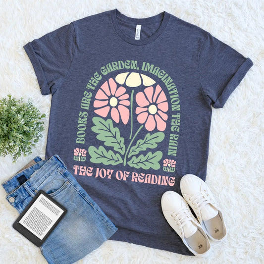 retro boho floral reading shirt for book lovers