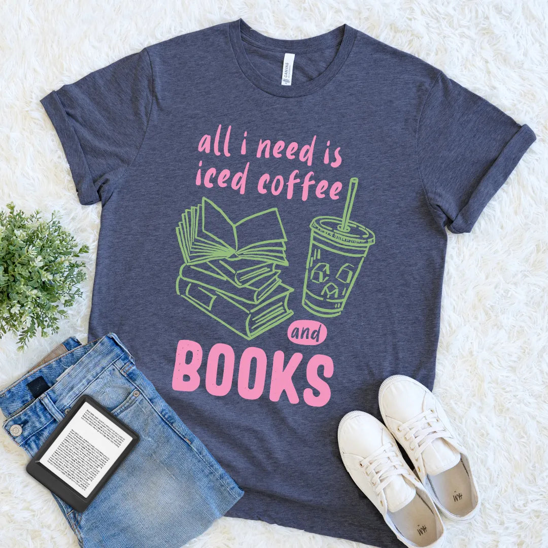 cute summer reading hand-drawn tee for caffeine-addicted introverts