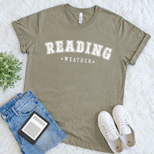 vintage reading weather shirt for book lovers