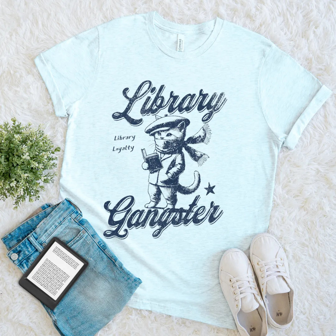 heather ice blue library book lover t-shirt gift for reader