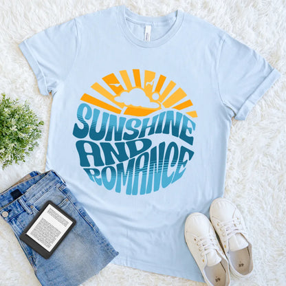 Vintage-style literary shirt with playful rom-com inspired typography