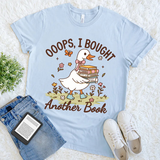 light blue funny silly goose book lover shirt