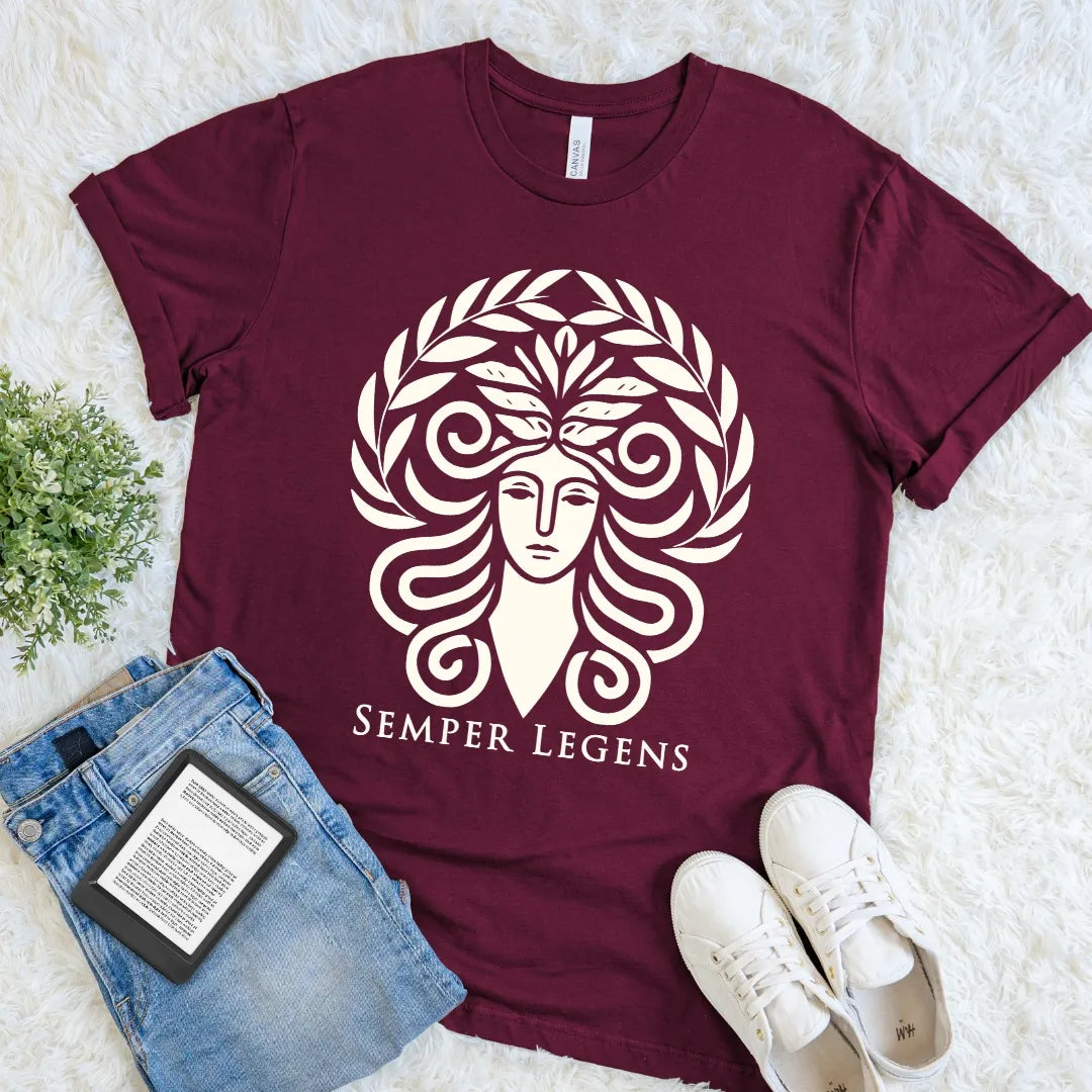 Maroon Semper Legens Always Reading Latin book lover T-shirt