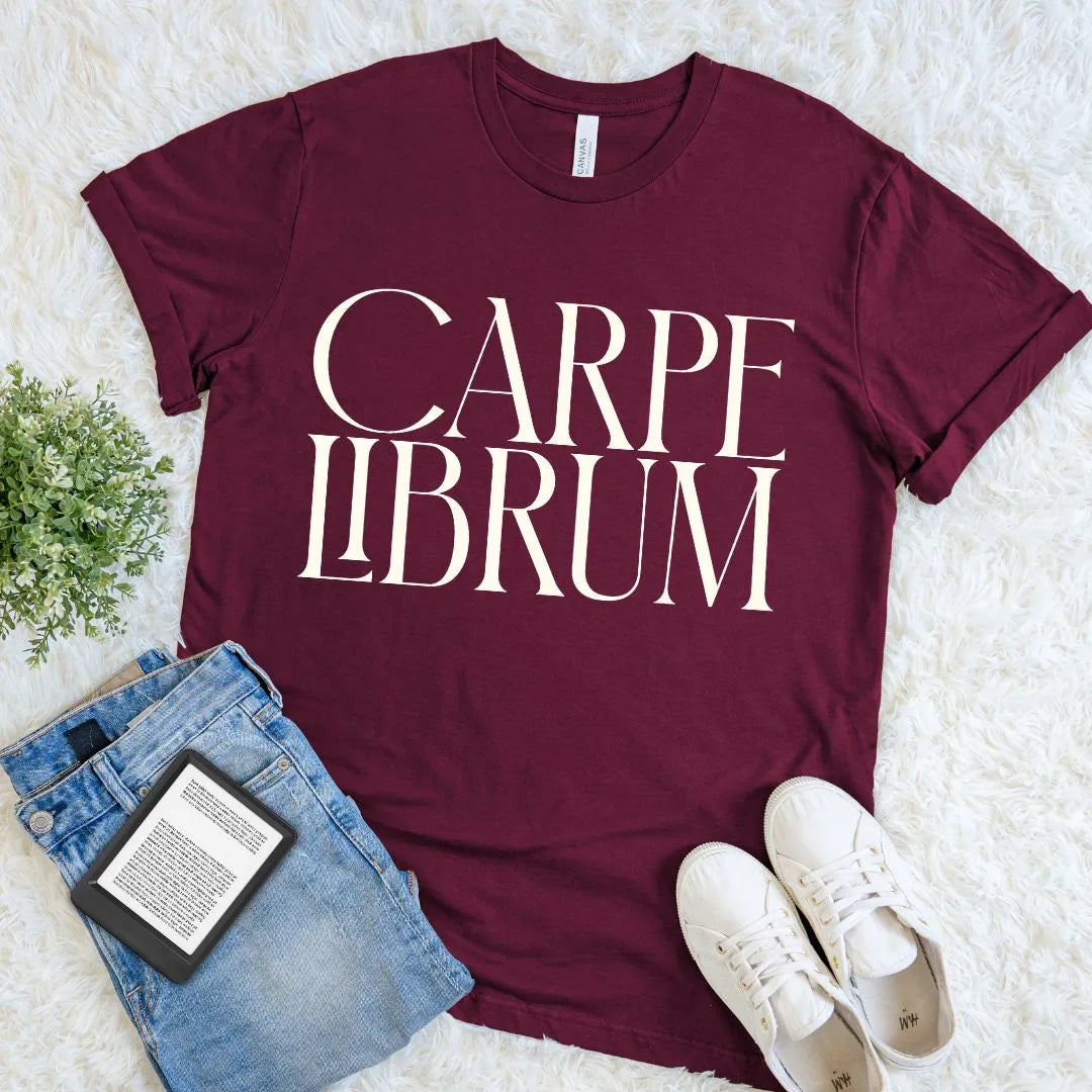 Carpe Librum Reader Shirt - Dark Academia  Latin Book Lover Typography Tee
