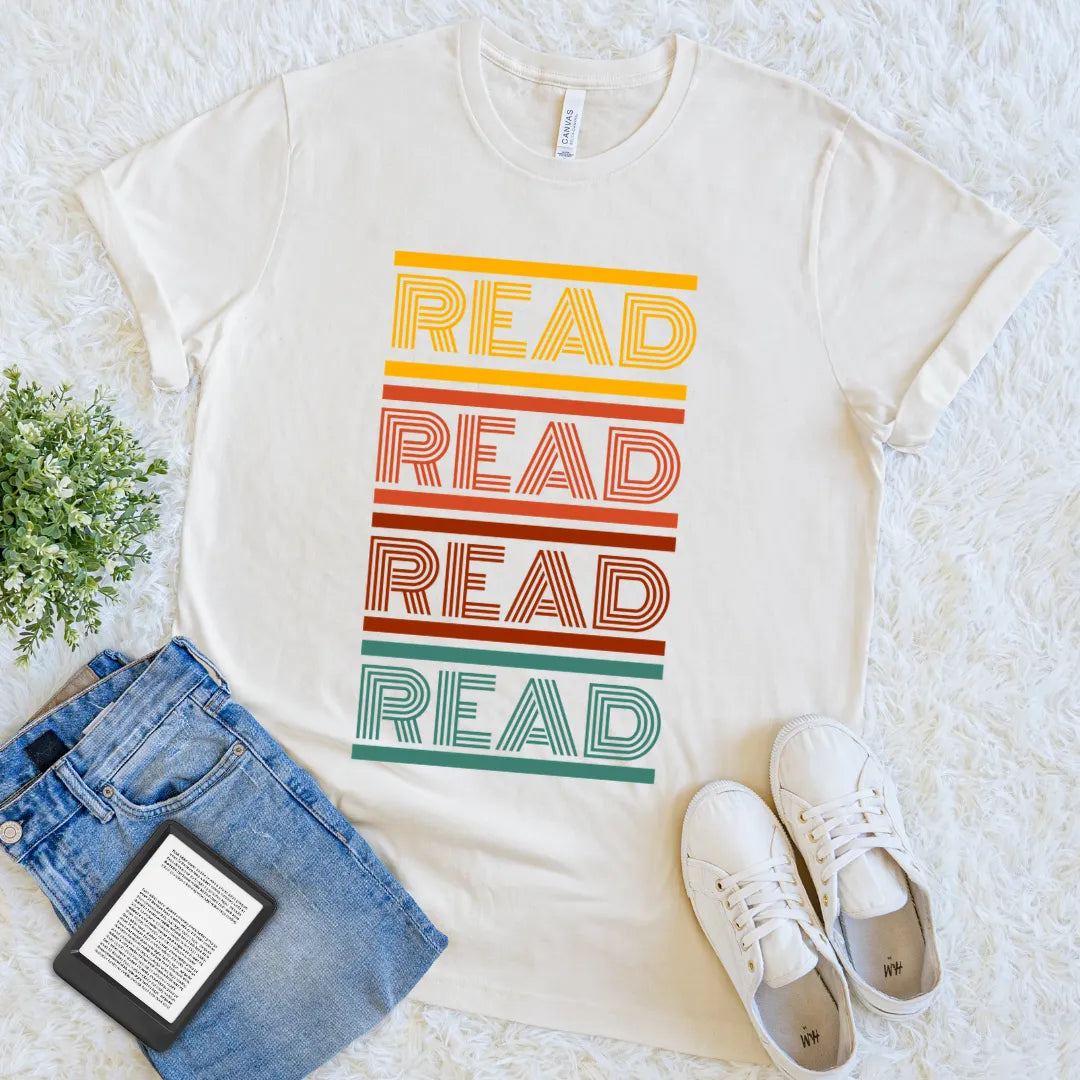 read read read retro typography shirt
