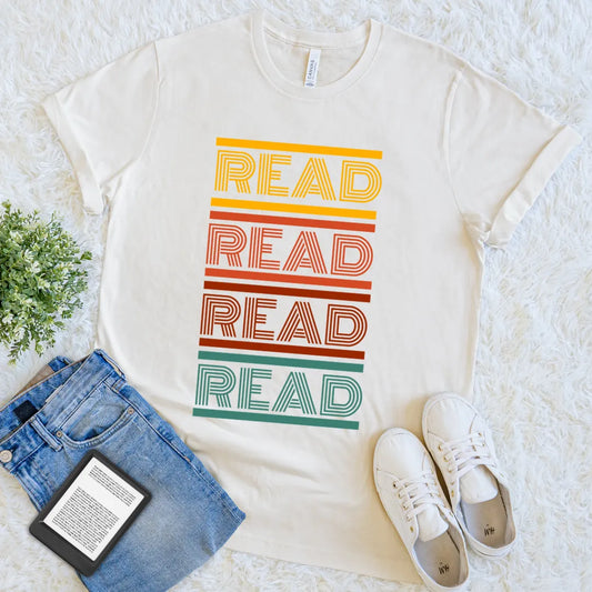 read read read retro typography shirt