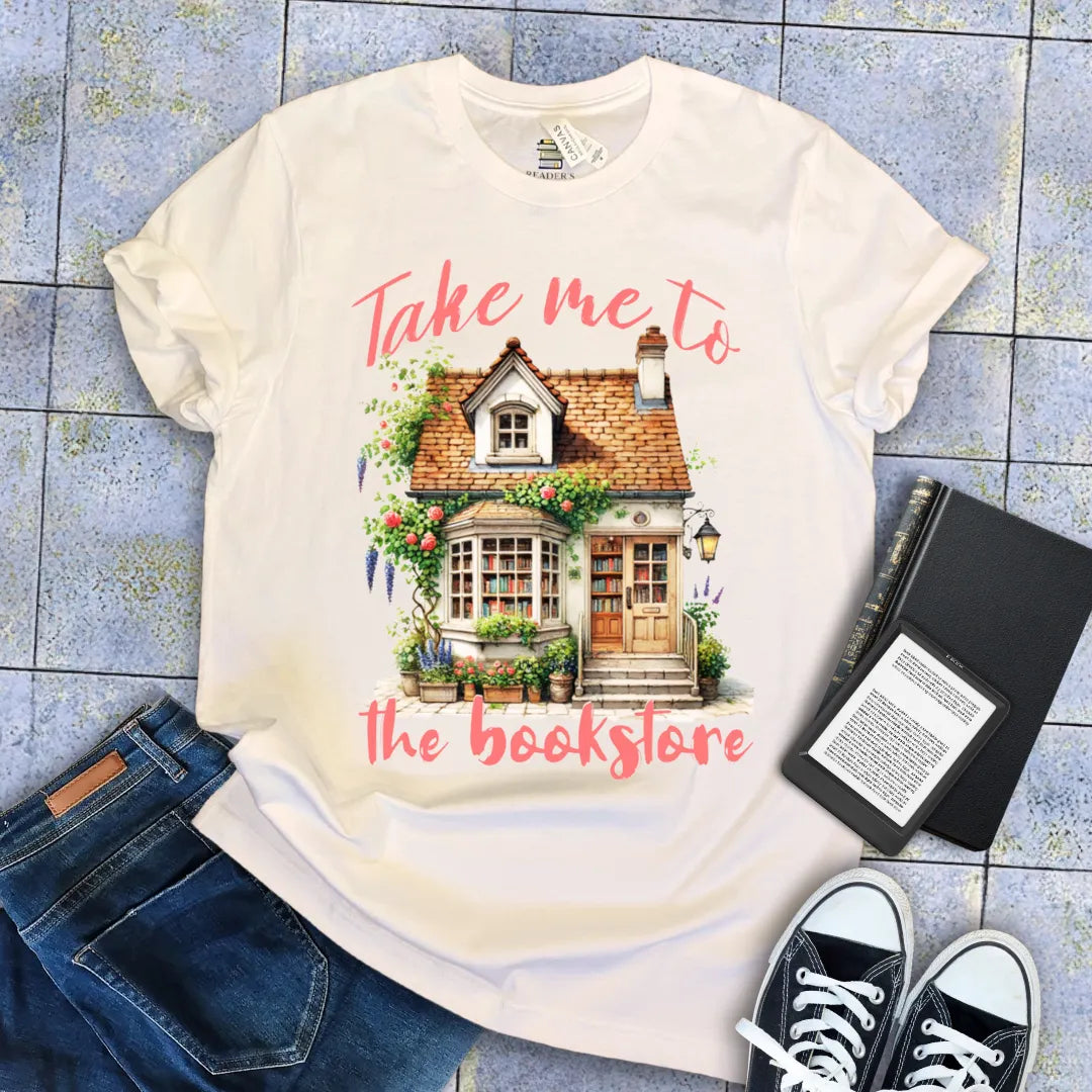 floral indie bookshop aesthetic tee