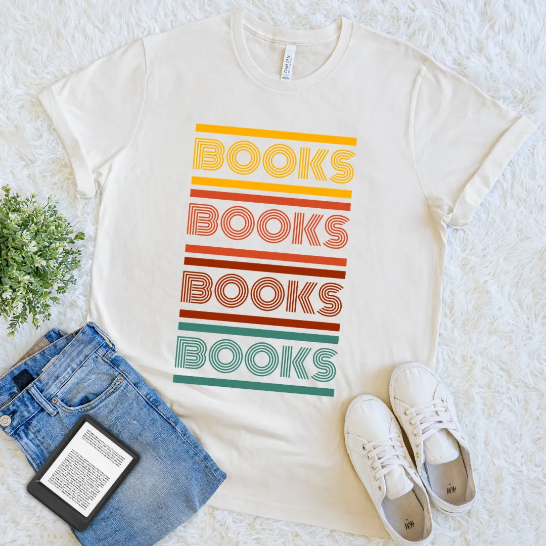 retro books typography shirt for readers