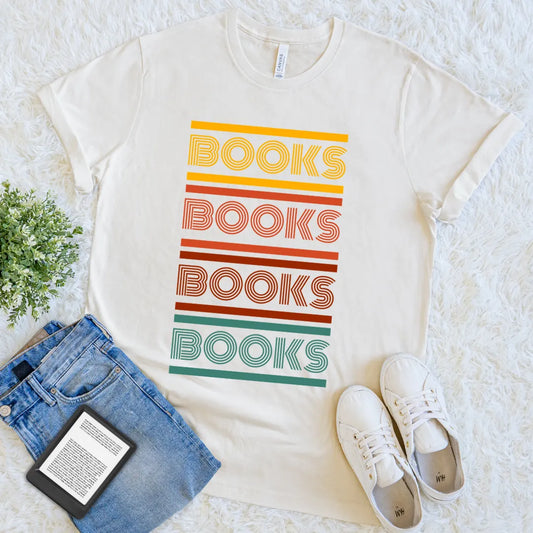 retro books typography shirt for readers