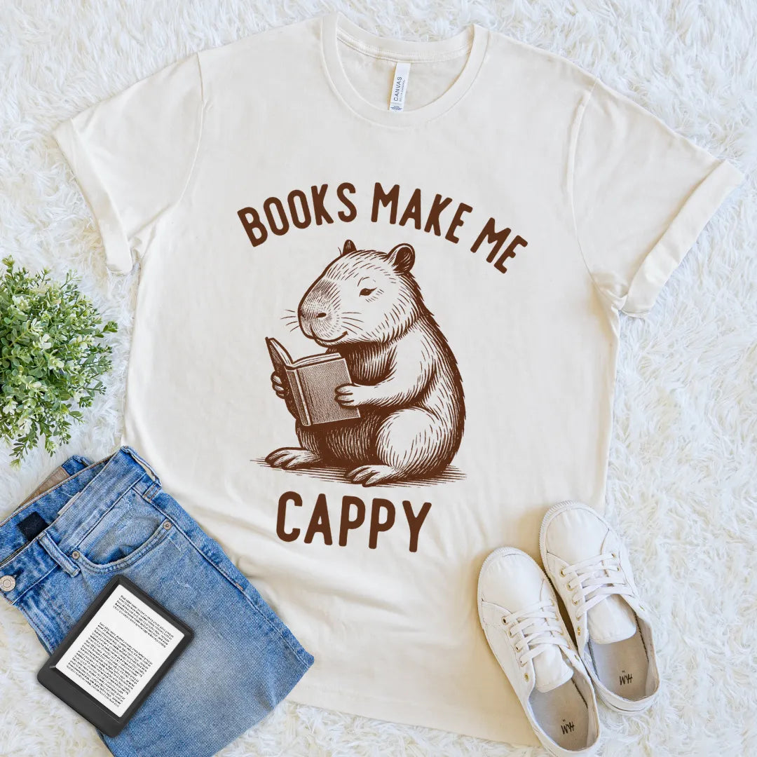 cute introvert capybara reader tee