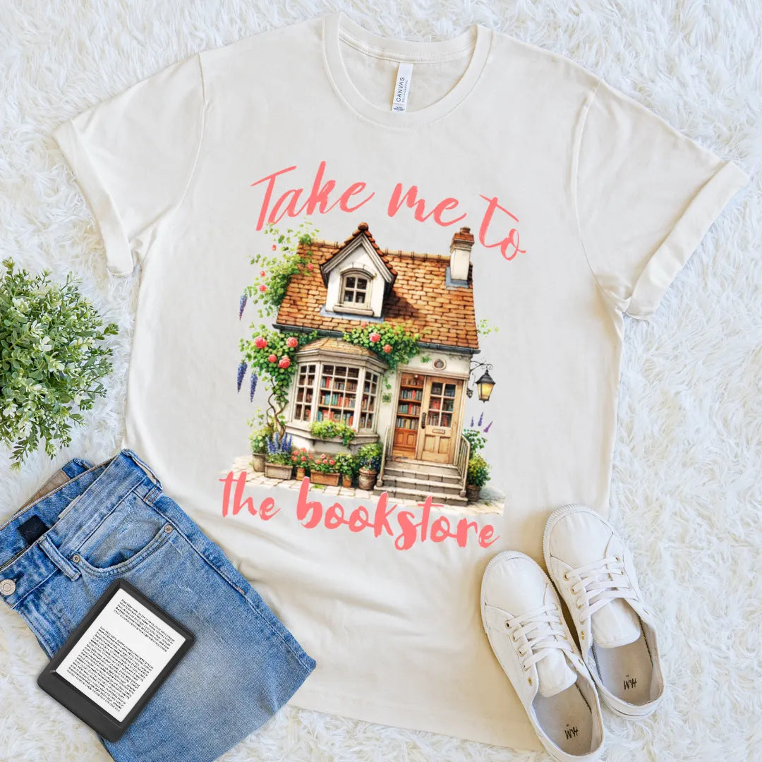 take me to the bookstore vintage cottagecore floral tee