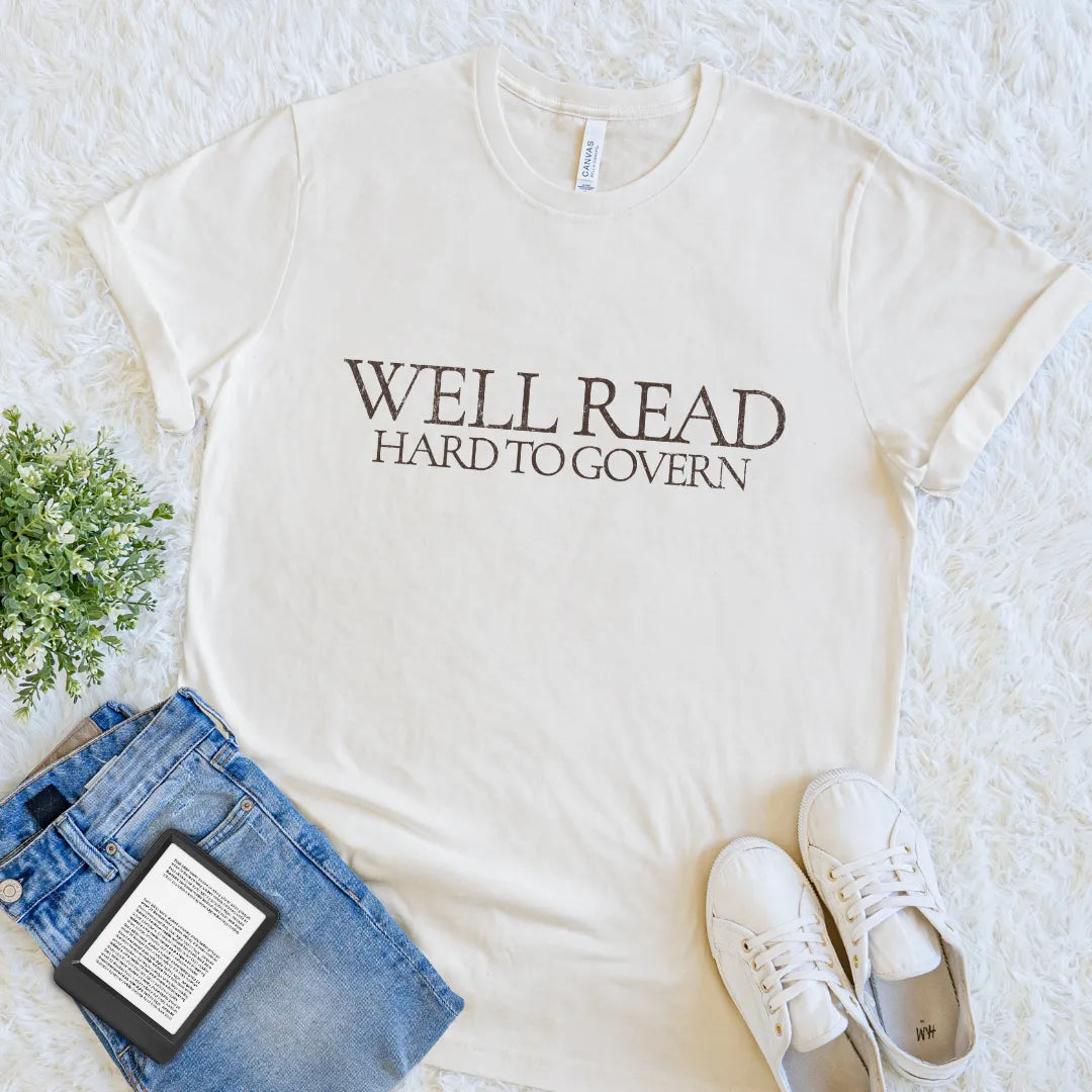 Cream Well Read Hard to Govern patriotic reader shirt