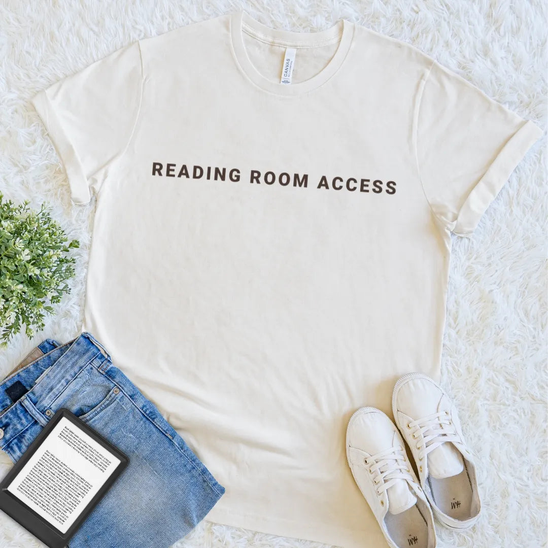Natural Reading Room Access minimalist library book lover T-shirt