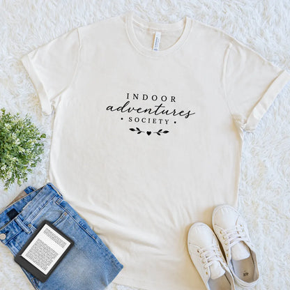 Cozy reader shirt with minimalist typography and literary introvert aesthetic 