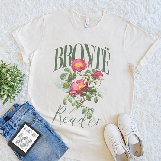 Brontë Reader T-Shirt — Romantic Classic Literature Floral Book Lover Tee