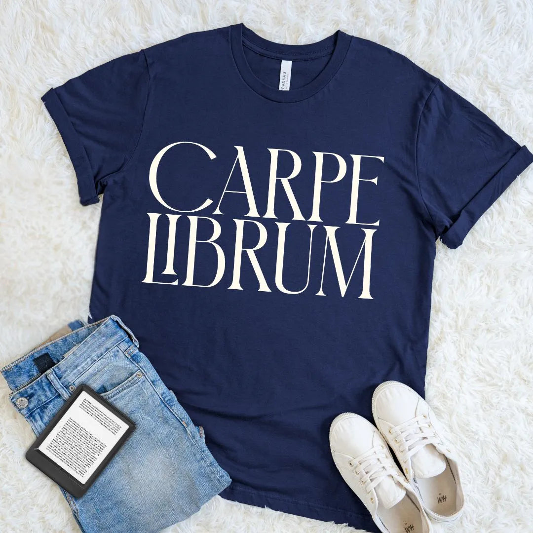 Carpe Librum Reader Shirt - Dark Academia  Latin Book Lover Typography Tee