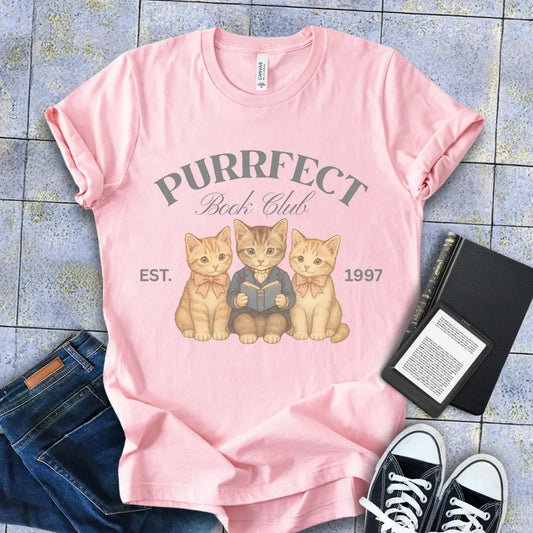 vintage cat book club t-shirt