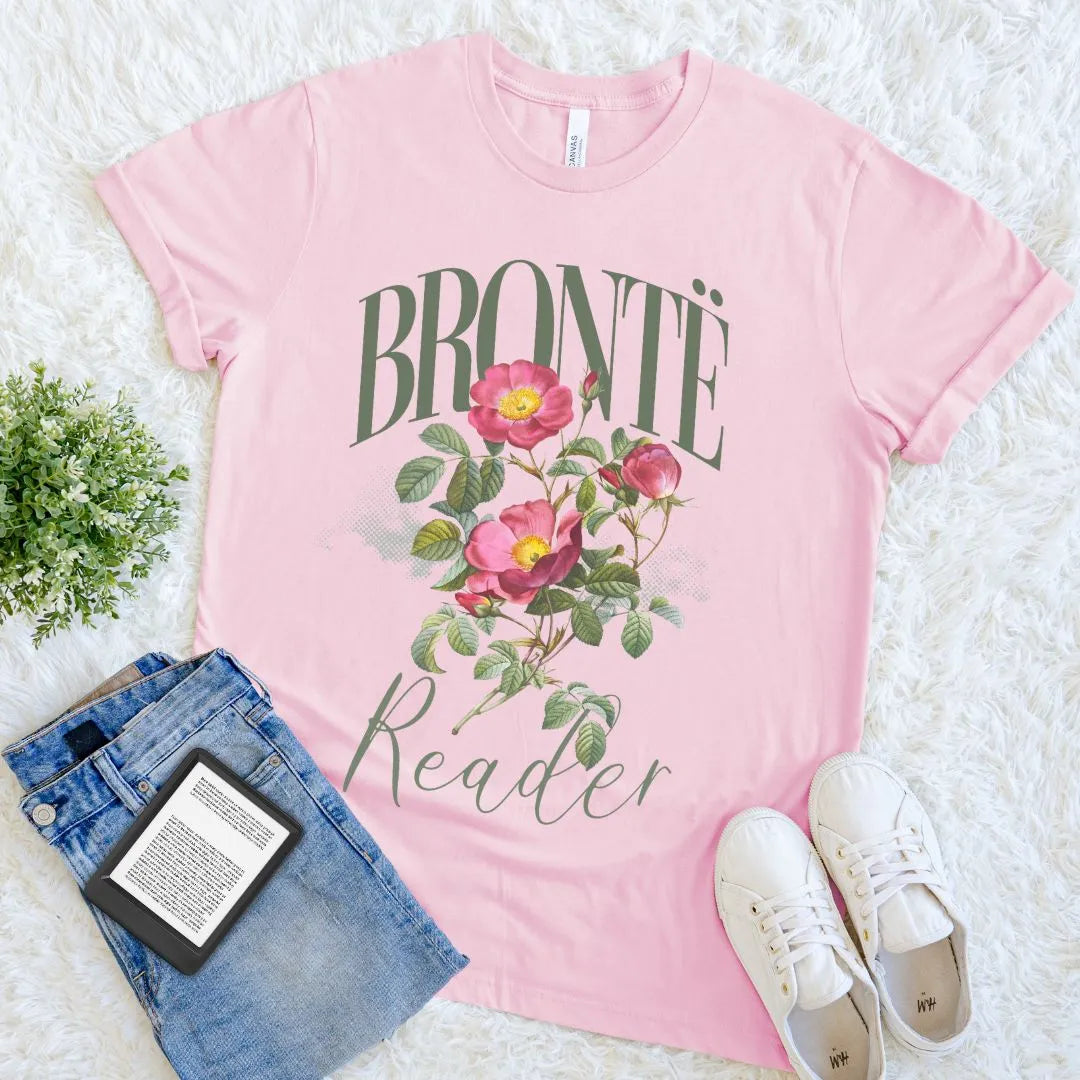 Brontë Reader T-Shirt — Romantic Classic Literature Floral Book Lover Tee