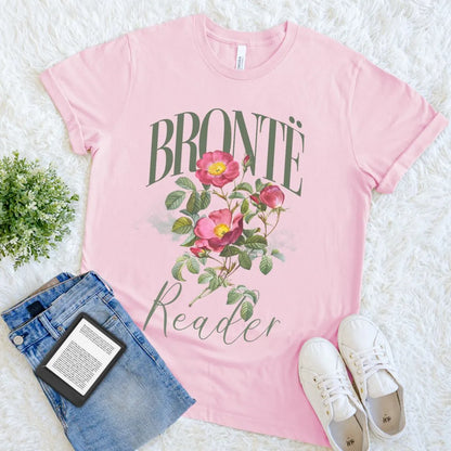 Brontë Reader T-Shirt — Romantic Classic Literature Floral Book Lover Tee