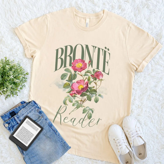 Brontë Reader T-Shirt — Romantic Classic Literature Floral Book Lover Tee