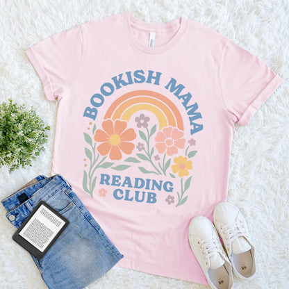 cute reading club floral rainbow shirt for moms