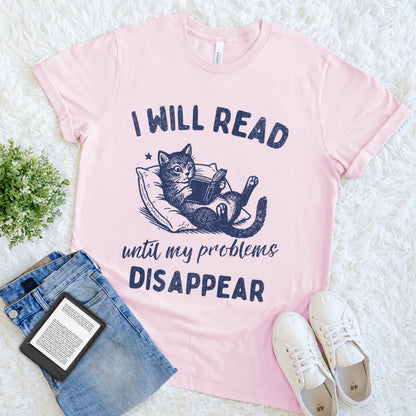 Reading therapy graphic tee for bibliophiles introverts and dreamers in soft pink 