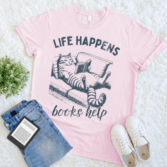 funny lazy cat book lover shirt