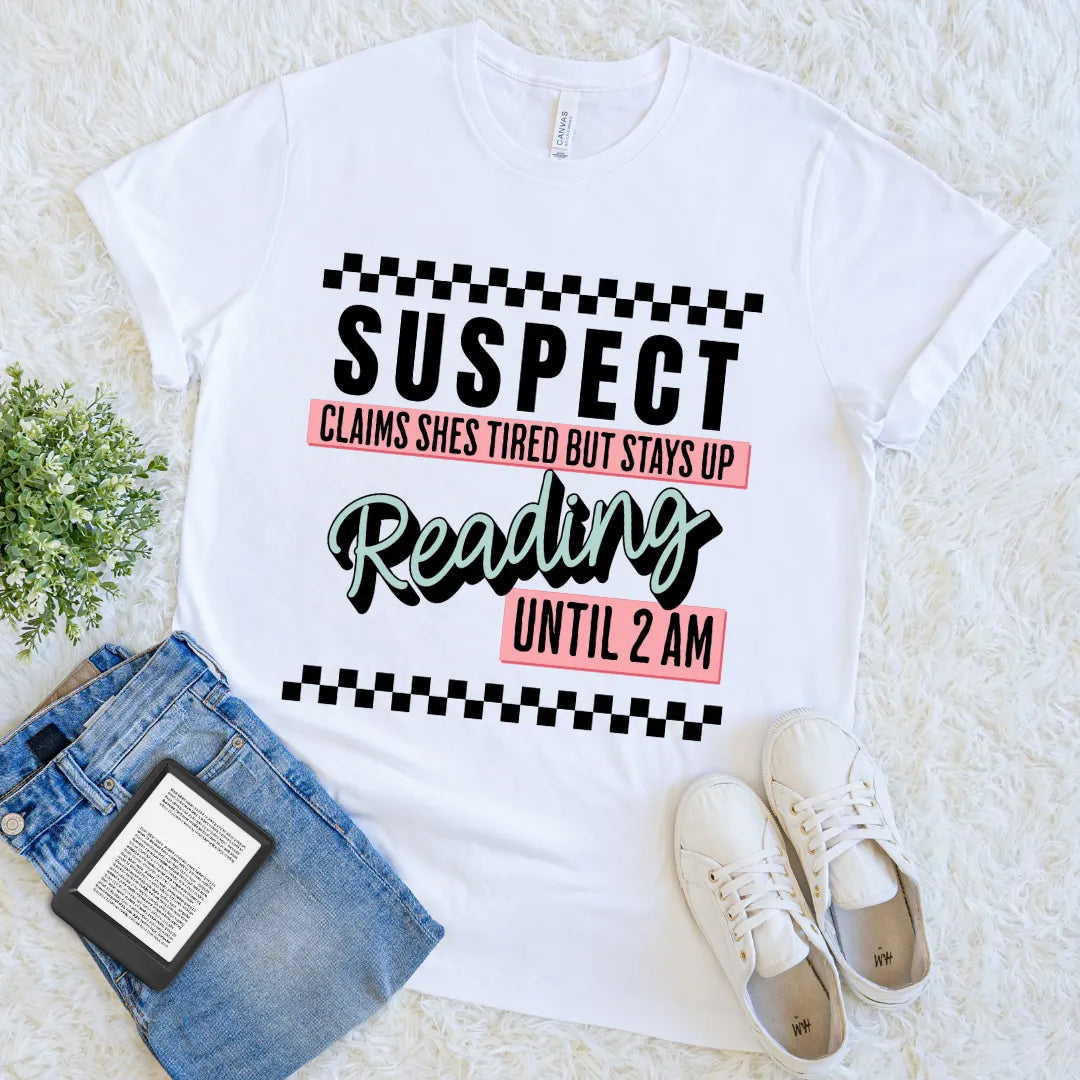 reading until 2am pastel checkered shirt