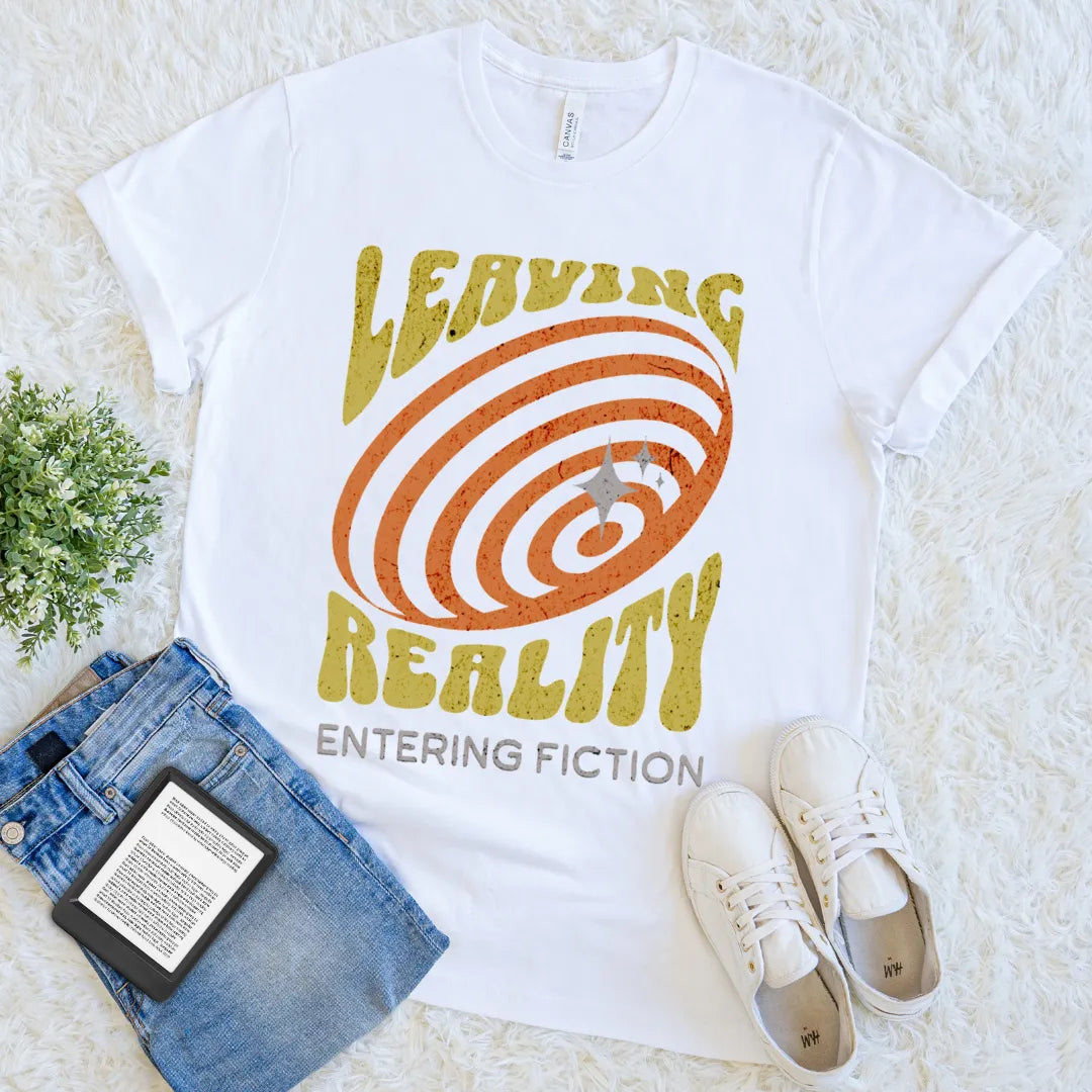 retro swirl fiction reader shirt