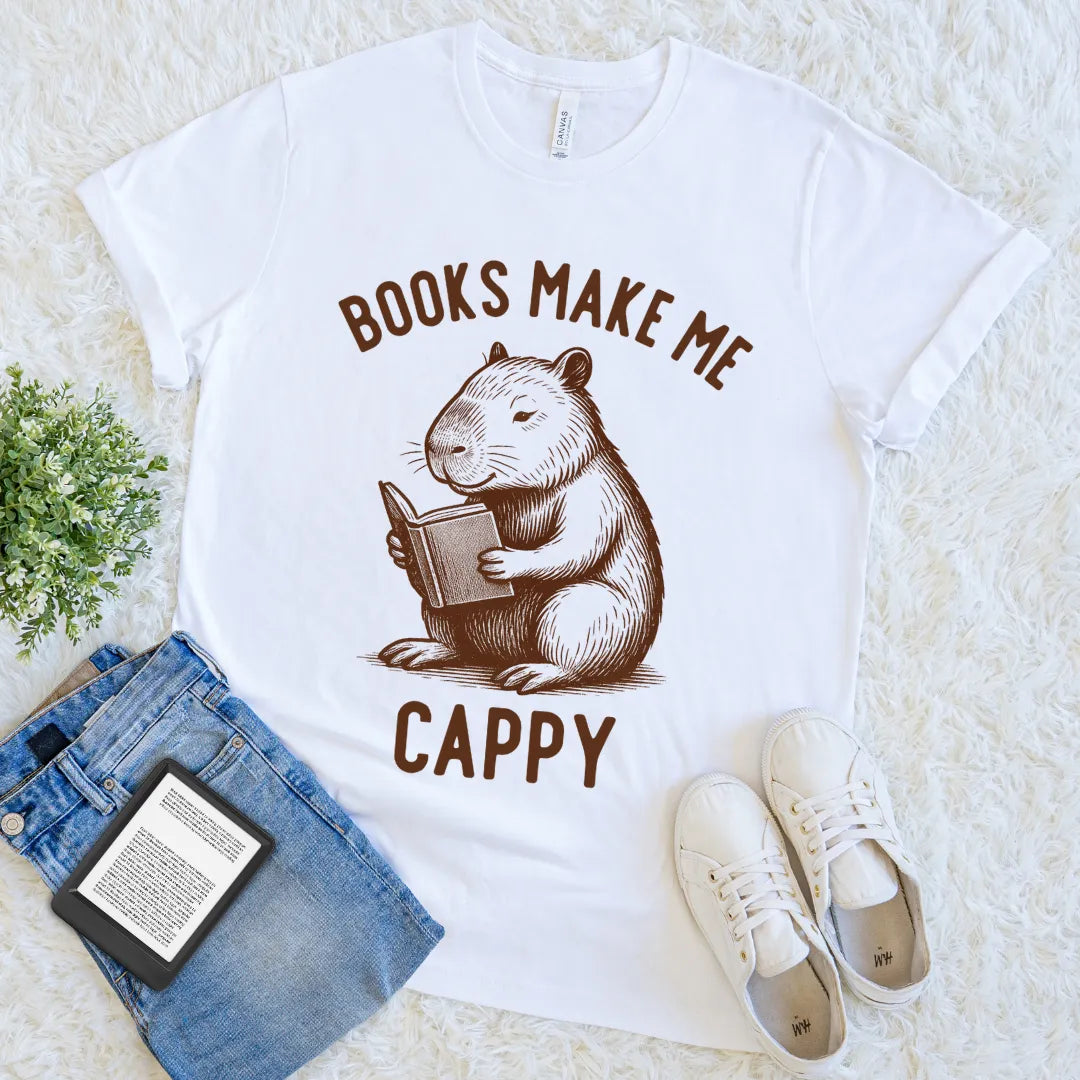 cute introvert capybara reader tee