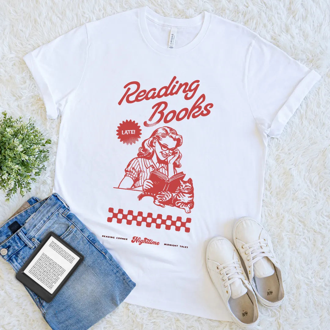 vintage bookish tee for night readers